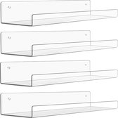 380 mm Doorzichtig Acryl Zwevende Planken [4 Pack] - Onzichtbare Hangende Planken voor Boeken, Decoratie, Planten, Speelgoed - Vertoon Planken voor Slaapkamer, Woon-, Badkamer en Meer