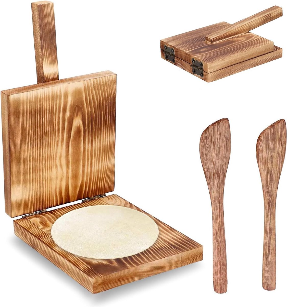 Tortilla pers - Tortillapers - Tortilla maker - Duurzaam hout - 15cm diameter - Roti maker - Ideaal voor in de keuken!