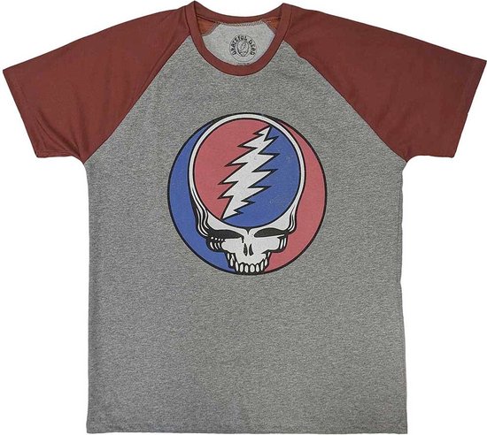 Grateful Dead - Steal Your Face Classic Heren Tshirt - 2XL - Grijs/Rood
