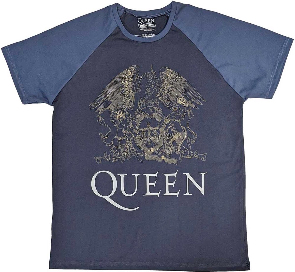 Queen - Crest Heren T-shirt - S - Blauw