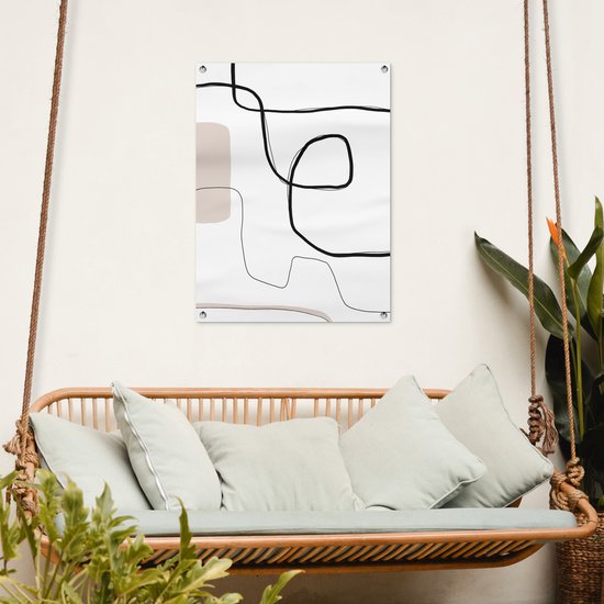 Tuinposter 60x80 cm - Tuindecoratie Abstract - Pastel - Minimalisme - Poster voor in de tuin - Buiten decoratie - Schutting tuinschilderij - Tuindoek muurdecoratie - Wanddecoratie balkondoek