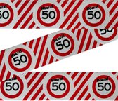 3BMT® Afzetlint - Markeerlint rood wit - 50 jaar - verjaardag - 10 meter