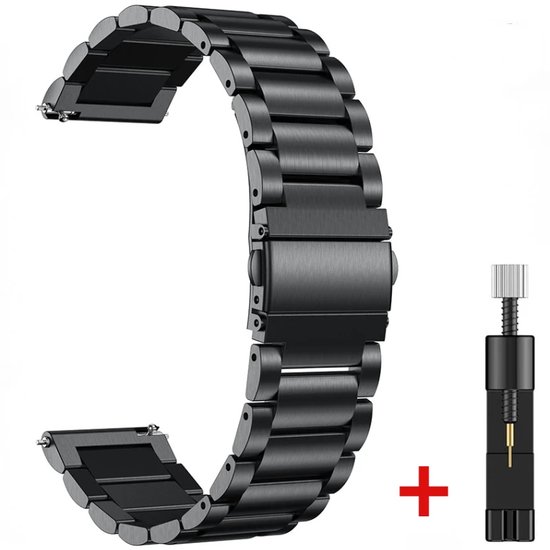 DrPhone ELITE - Bracelet de montre en métal et acier inoxydable 20 mm - Ajustement parfait - Kit de réglage inclus - Universel