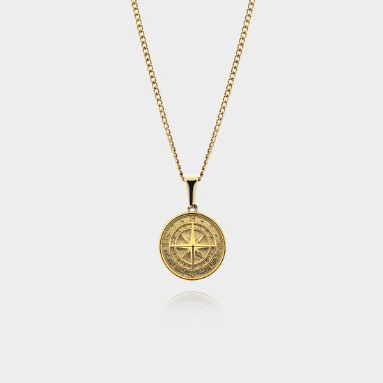 Kompas Hanger Ketting - Gouden Compass Pendant Ketting - 50 cm lang - Ketting Heren met Hanger - Griekse Mythen - Olympus Jewelry