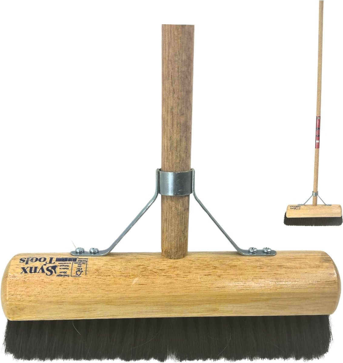 Goedkoopste Synx Tools bezem Binnenbezem Zaalveger 30 cm - Paardenhaar / Kamerveger - Zachte bezem 30 cm - Bezemsteel - Veger schoonmaken - Bezems Binnen - Besem zacht met Steel 150 cm