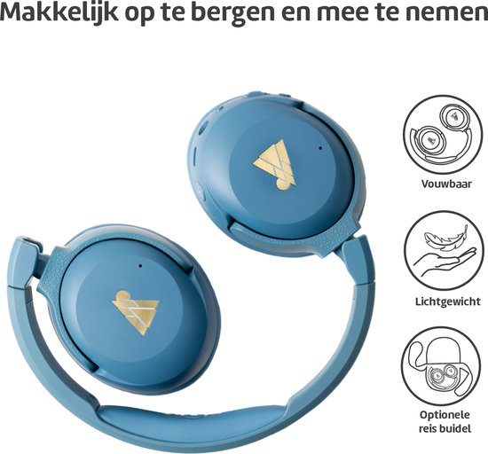 POGS - The Turtle - Draadloze over-ear koptelefoon met Noise Cancelling - Bluetooth - Veilige volumebegrenzing - Duurzaam - Gratis app voor extra functies - rBlauw