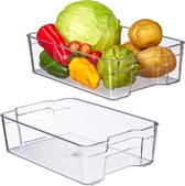 Relaxdays 2x koelkast organizer - plastic - keuken organizer - opbergbak - transparant