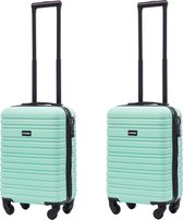 Set de valises BlockTravel bagage à main 2 pièces en ABS avec roues amovibles 29 litres - serrure TSA intégrée - léger - vert menthe