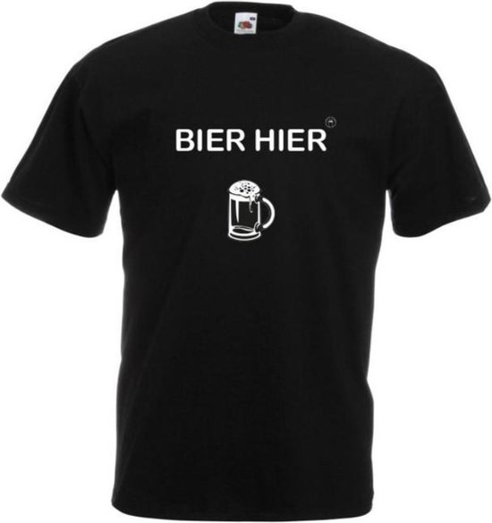 Bier Hier T-Shirt | Bier Kleding | Feest | Drank | Grappig Verjaardag Cadeau | - Donker Grijs - XL