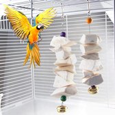 Papegaai Inktvis Bot Fragiele Molar Bell Swing Klim Kauw Speelgoed Slijpen Vogels Snavel en Calcium Supplement Voor Bot Parakeet Valkatiel Lovebird (Set-A)