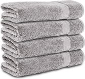 Komfortec handdoeken – Set van 4 - Badhanddoek 70x140 cm - 100% Katoen – Grijs