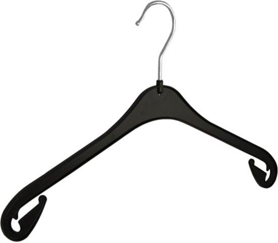 De Kledinghanger Gigant - 20 x Cintre pour chemisier / cintre pour chemise NA38 en plastique noir avec encoches pour jupe, 38 cm
