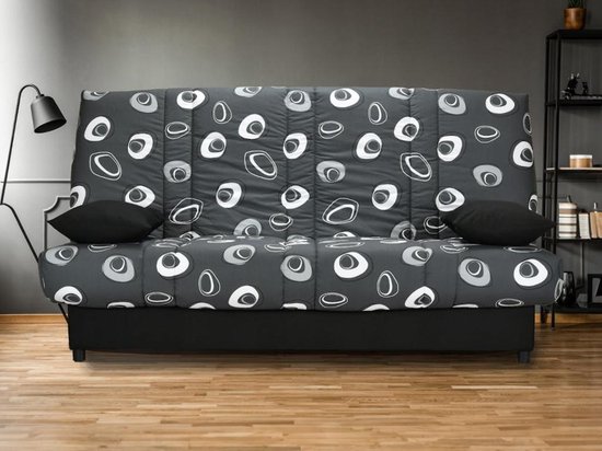 Canapé-lit clic-clac en tissu FARWEST - avec coffre de rangement - avec imprimé SEVENTIES L 193 cm x H 101 cm x P 91 cm