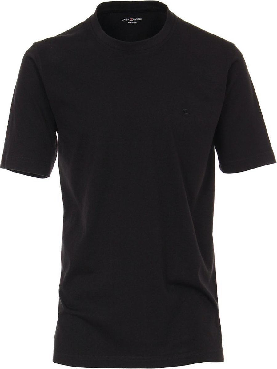 Casa Moda Basis T-shirt Katoen Ronde hals Zwart 2-Pack - XL