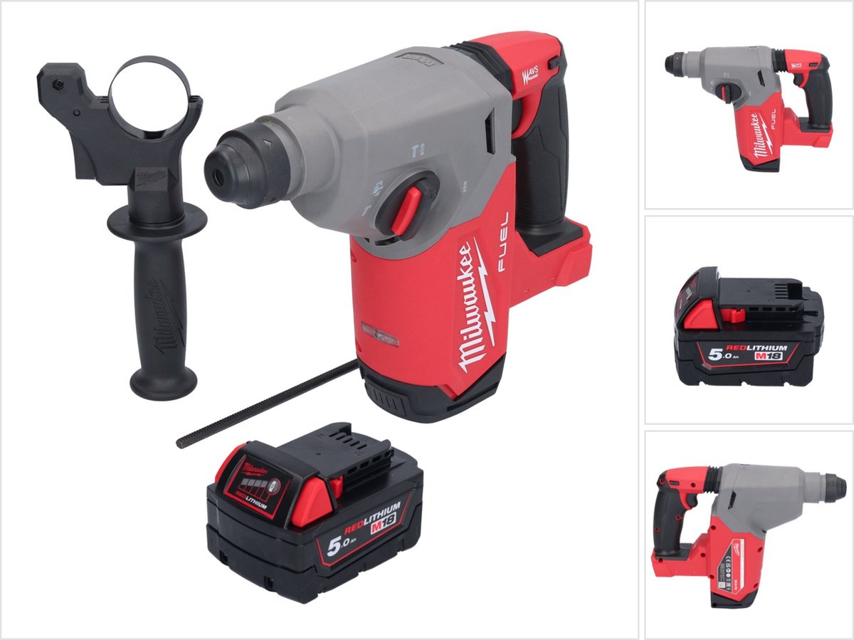 Milwaukee M18 FH-501 accu-boorhamer 18 V 2,5 J SDS plus borstelloos + 1x accu 5,0 Ah - zonder oplader