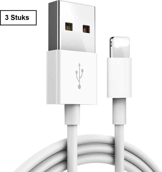 3 STUKS 2 Meter Apple Lightning Kabel naar USB voor Oplader - Lightning Cable- Ondersteunt Snelladen voor Apple iPhone 12 / 12 Pro (Max) / 11 / 11 Pro (Max) / SE 2020 / XR / XS Max / XS / 8 (Plus) / 7(Plus) / 6 (S) /5 voor Apple iPad / Pro / Mini - Merkloos