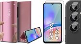 Hoesje geschikt voor Samsung Galaxy A05s - Screenprotector Glas & Camera - Spiegel Book Case Rosegoud