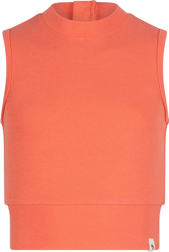 Meisjes crop top rib - Helder koraal