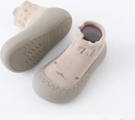 Anti-slip babyschoentjes - Soksloffen - Eerste loopschoentjes van Baby-Slofje - Cutie zand maat 20