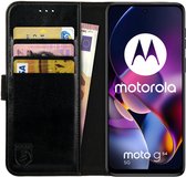Rosso Element Book Case Étui portefeuille adapté pour Motorola Moto G54 | Porte-monnaie | 3 passes | Fermeture magnétique | Fonction de support | Noir