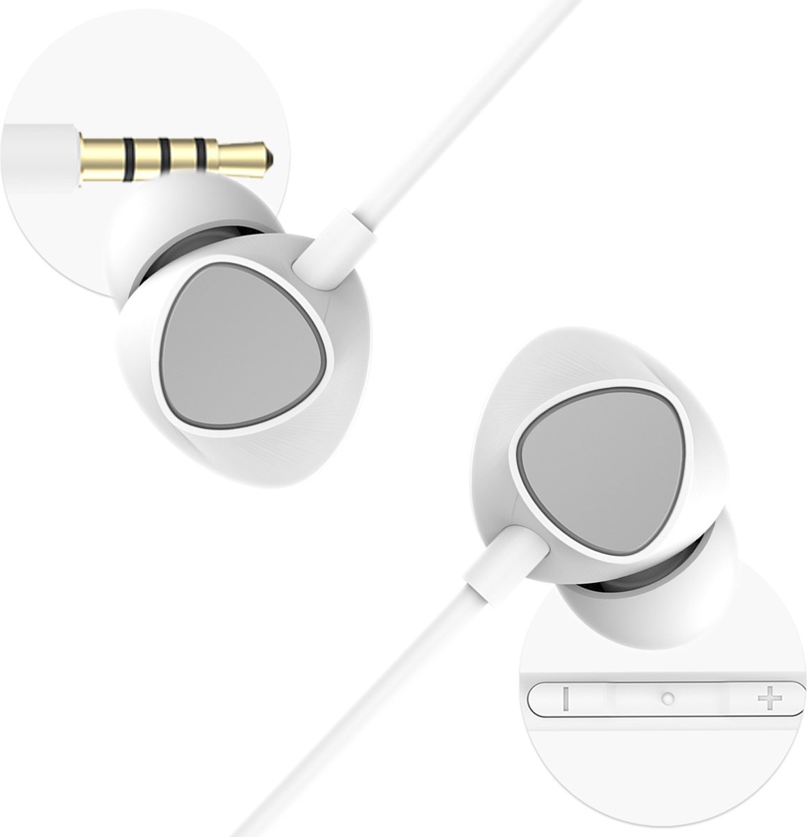 iMoshion In-Ear Oordopjes - Oortjes met Draad en Microfoon - Earbuds met AUX / 3.5mm Jack aansluiting - Wit