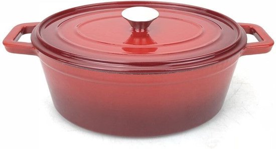 Poêle en Fonte Émaillée - HENDI - 3,7L - Rouge - 317x240x (H) 105mm - 626832 - Restauration & Professionnel