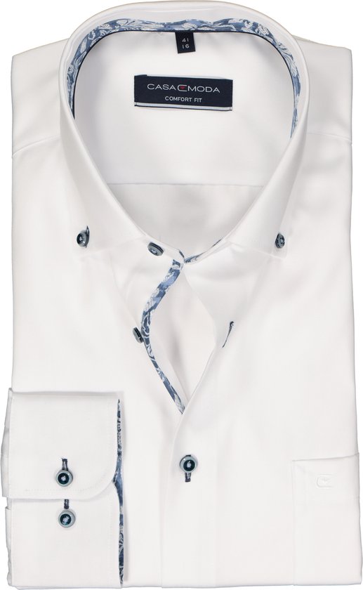 CASA MODA comfort fit overhemd - popeline - wit - Strijkvrij - Boordmaat: