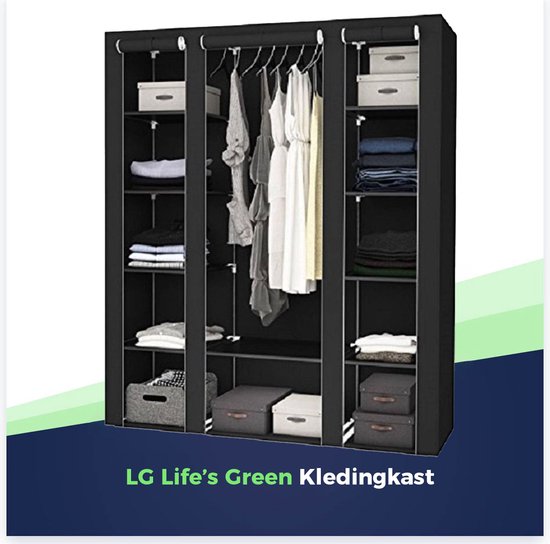 Life’s Green opvouwbare kleerkast – 12 legplanken – 225 kg