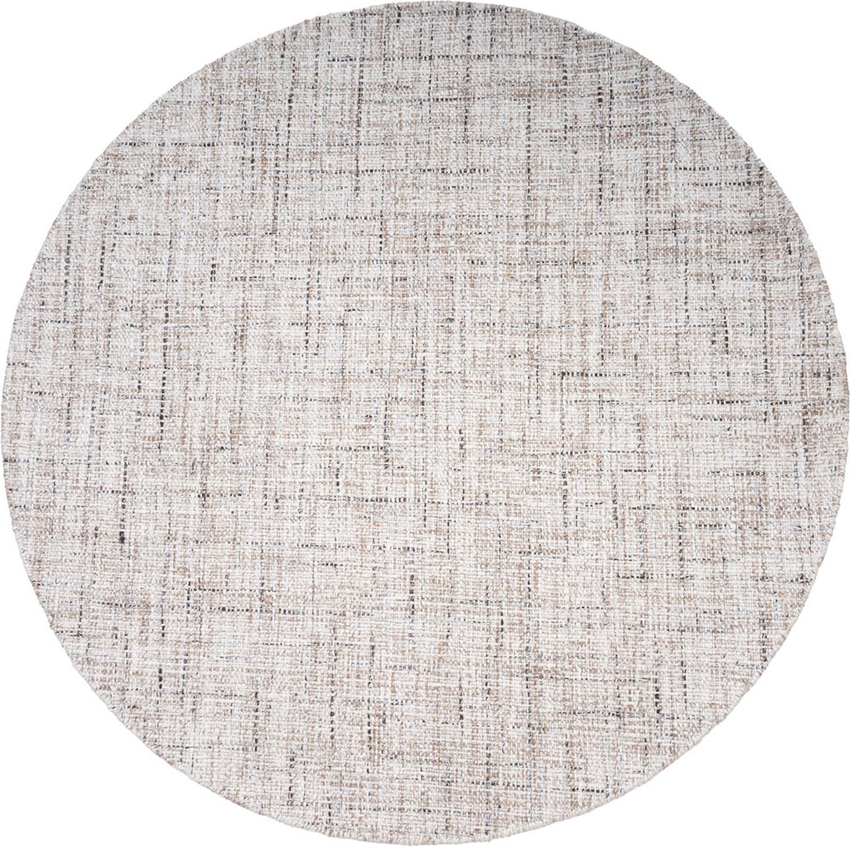 Vloerkleed Cross Beige - Rond ø200 cm - Wolmix Design Vloerkleed in Scandinavische / Japandi Stijl