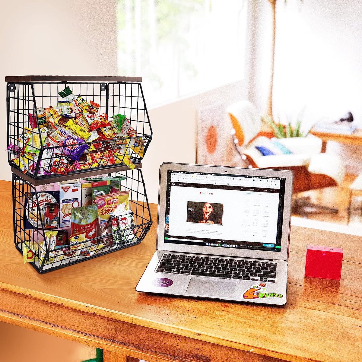 Fruitmand Met 2 Verdiepingen - Hangmand Etagère - Fruitschaal Hangmand Keuken - Zwart
