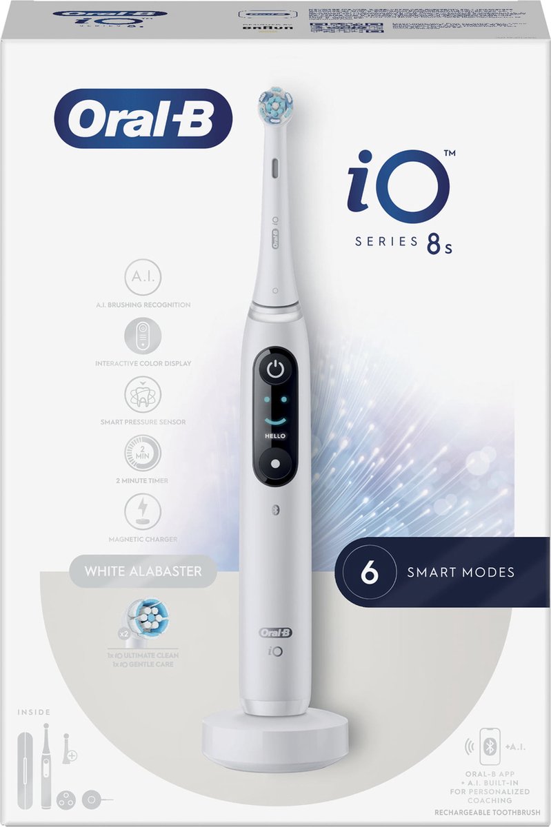 Oral-B elektrische tandenborstel iO Serie 8s(Wit) + extra refill