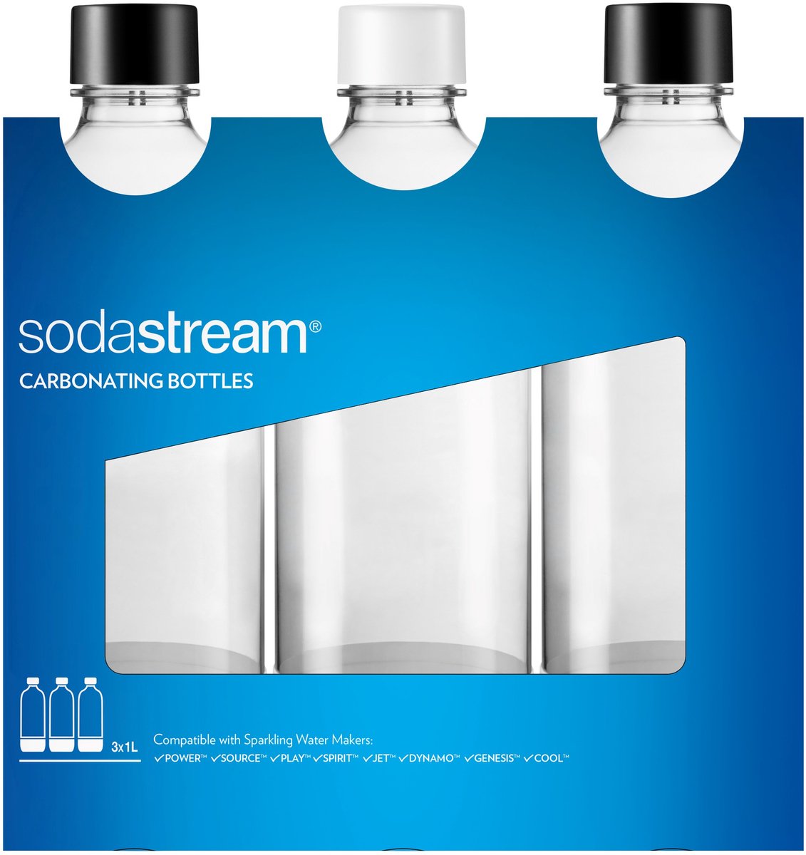 Bol.com Sodastream PET-fles Carbonating Bottless 3x 1l Zwart, Wit aanbieding