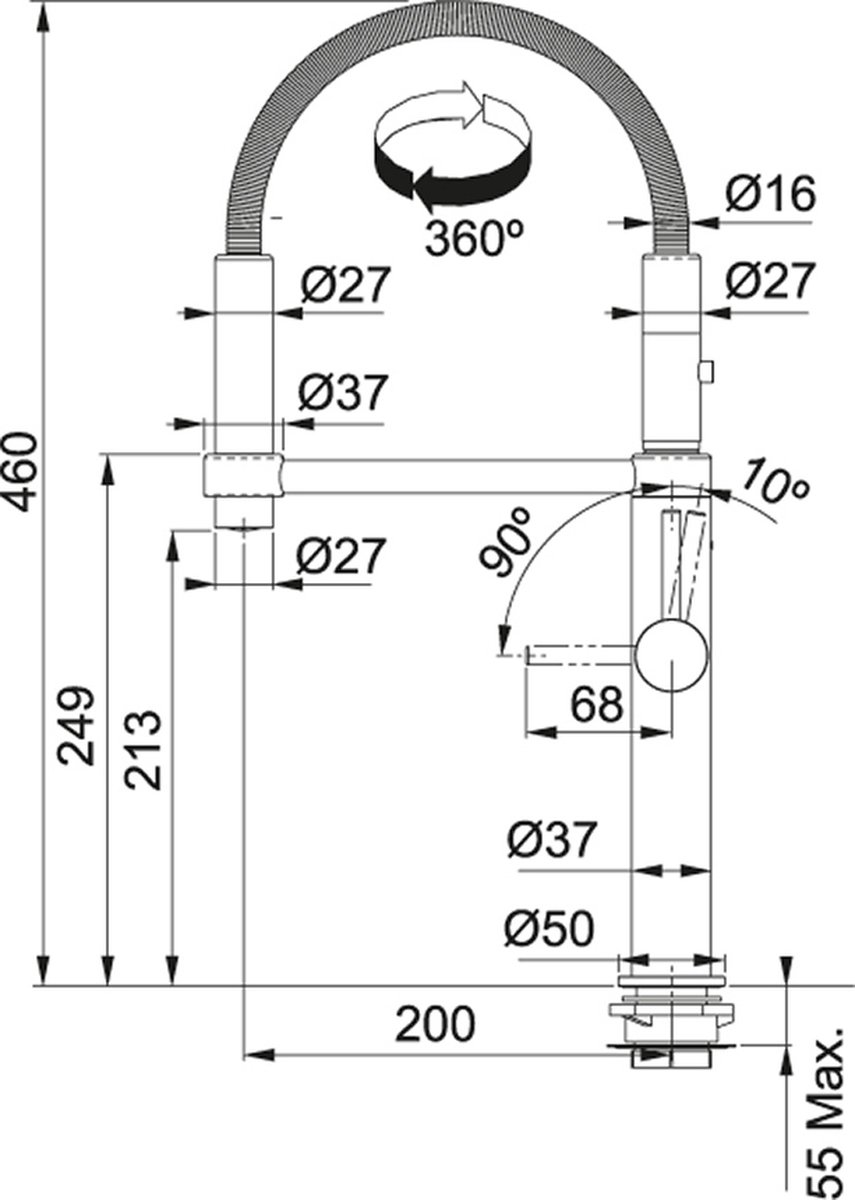 Franke Pescara Semi-Pro 360 Zwart