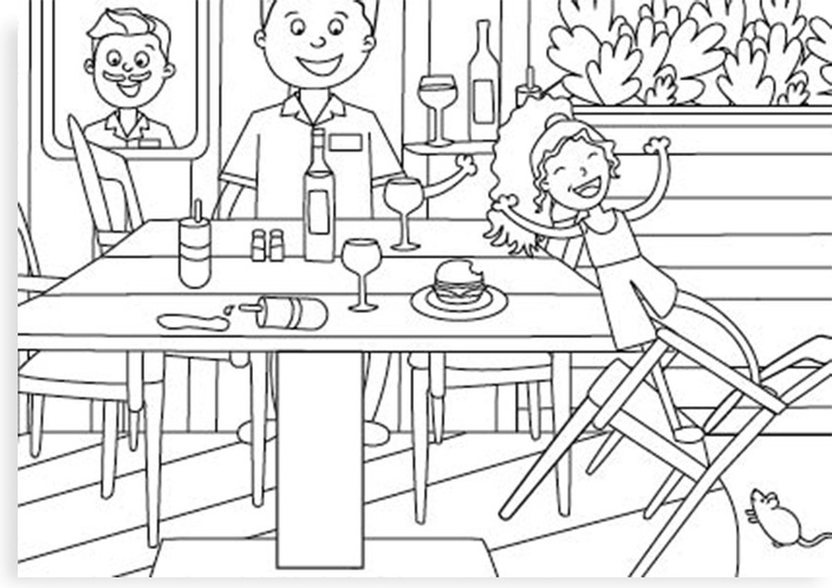 Inkleurkaarten 5x “Restaurant”