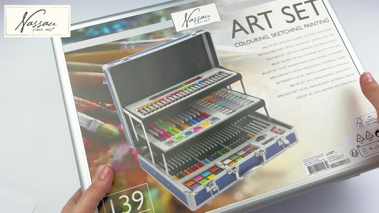 Nassau Fine Art schilderkoffer, 145-delige kunsttekendoos in