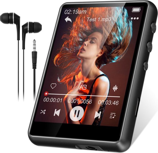 MP3-speler met Bluetooth 5.0 - 32 GB - 2,4-inch TFT Full Touchscreen MP3- en MP4-speler met FM-radio - Recorder - Ingebouwde luidspreker voor wandelen en hardlopen, ondersteuning tot 128 GB TF-kaart