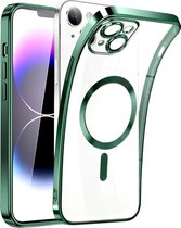 Magnetic Clear Silicone hoesje met geïntegreerde Camera Lens Protector - schokbestendig [Magsafe Magnetische Ring Case] - groen - Geschikt voor iPhone 13