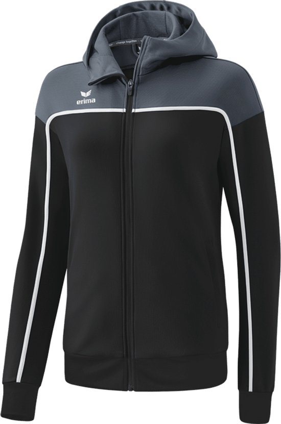 ERIMA Change Trainingsjack Met Capuchon Dames Black Grey-Slate Grey-Wit Maat 42