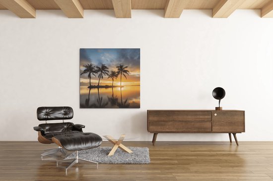 Peinture sur toile - Paysage - Coucher de soleil - 100x100x2 cm