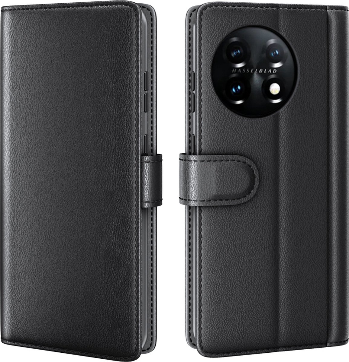 ProGuard OnePlus 11 Wallet Hoesje Echt Leder Zwart