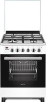 Wiggo WO-E639R(WX) - Serie 9 - 60 cm - Gasfornuis - Wok - Wit Rvs