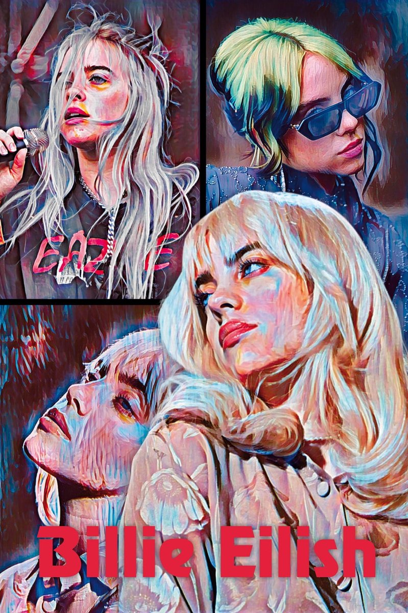 Passion For Art Billie Eilish Collage - Poster - 40 x 60 cm Roze