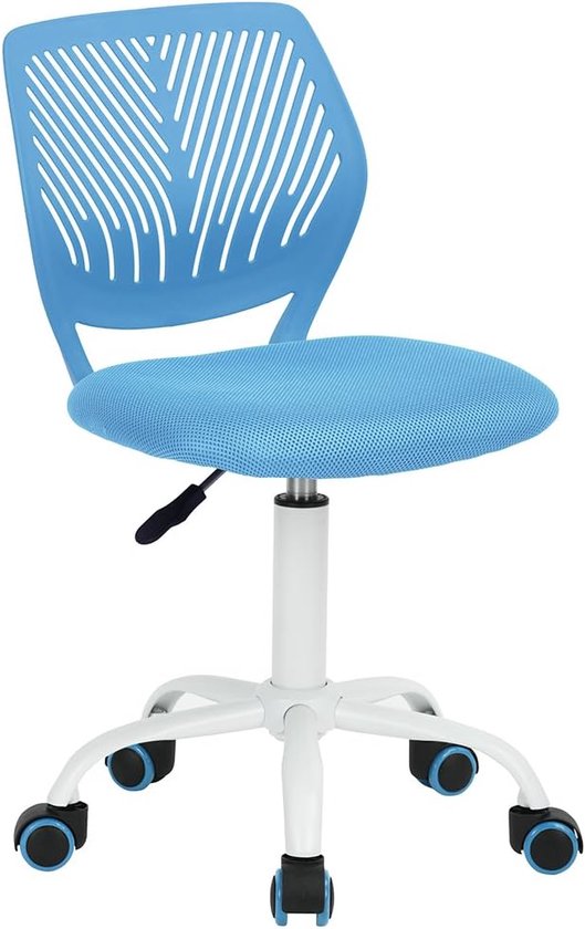 Verstelbare bureaustoel met stoffen zitting, armloos, blauw.