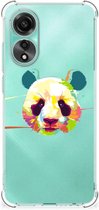 Silicone Hoesje Geschikt voor OPPO A78 4G Telefoon Hoesje met doorzichtige rand Panda Color