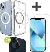 iMoshion Geschikt voor MagSafe Hoesje & Screenprotector Gehard Glas & 2 Pack Camera Lens Protector Geschikt voor iPhone 14 - Transparant