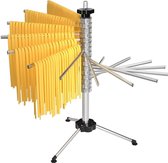 Pastadroger voor maximaal 2,5 kg pasta, 16 uittrekbare sporten, geïntegreerde transportstaaf, opvouwbaar, spaghettidroger, pastadroger