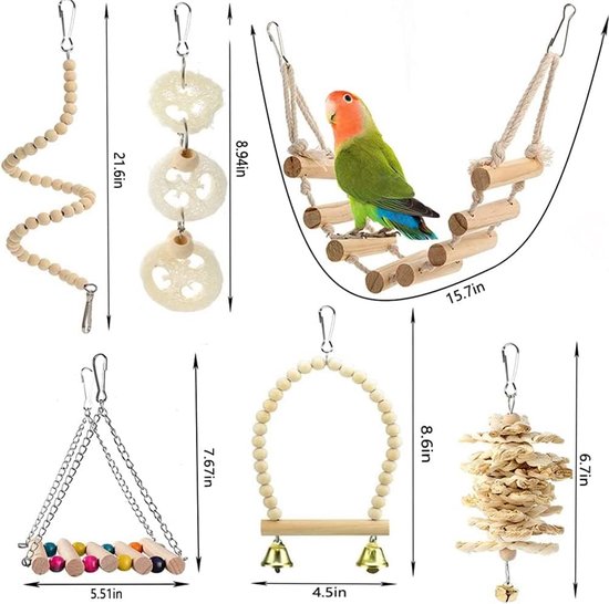Jouets à Mâcher Pour Perroquet Balançoire Nid D'oiseau Hamac Perchoir
