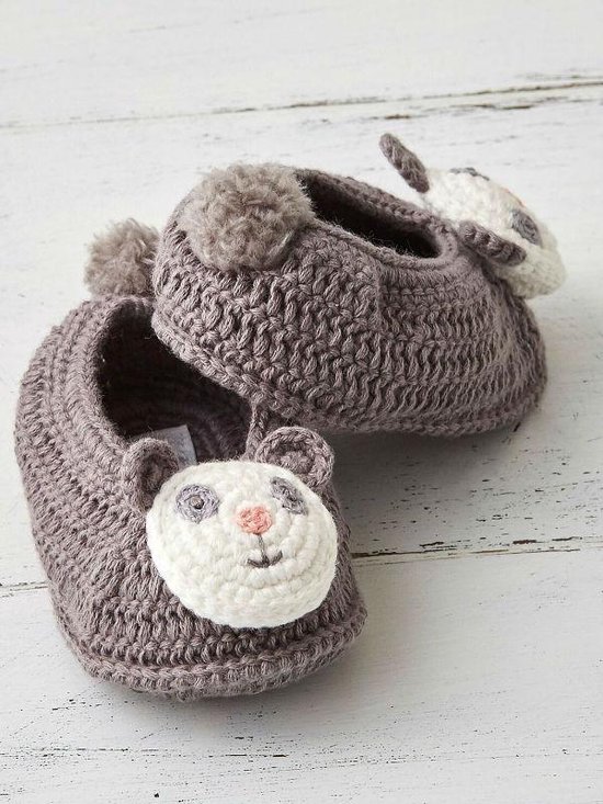 Albetta-chaussons-bébé-panda-crochet-0 à 6 mois