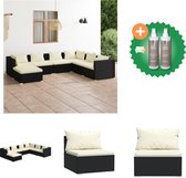 vidaXL 7 delige Loungeset met kussens poly rattan zwart Tuinset Inclusief Onderhoudsset