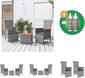 vidaXL 3 delige Loungeset poly rattan en massief acaciahout grijs Tuinset Inclusief Onderhoudsset